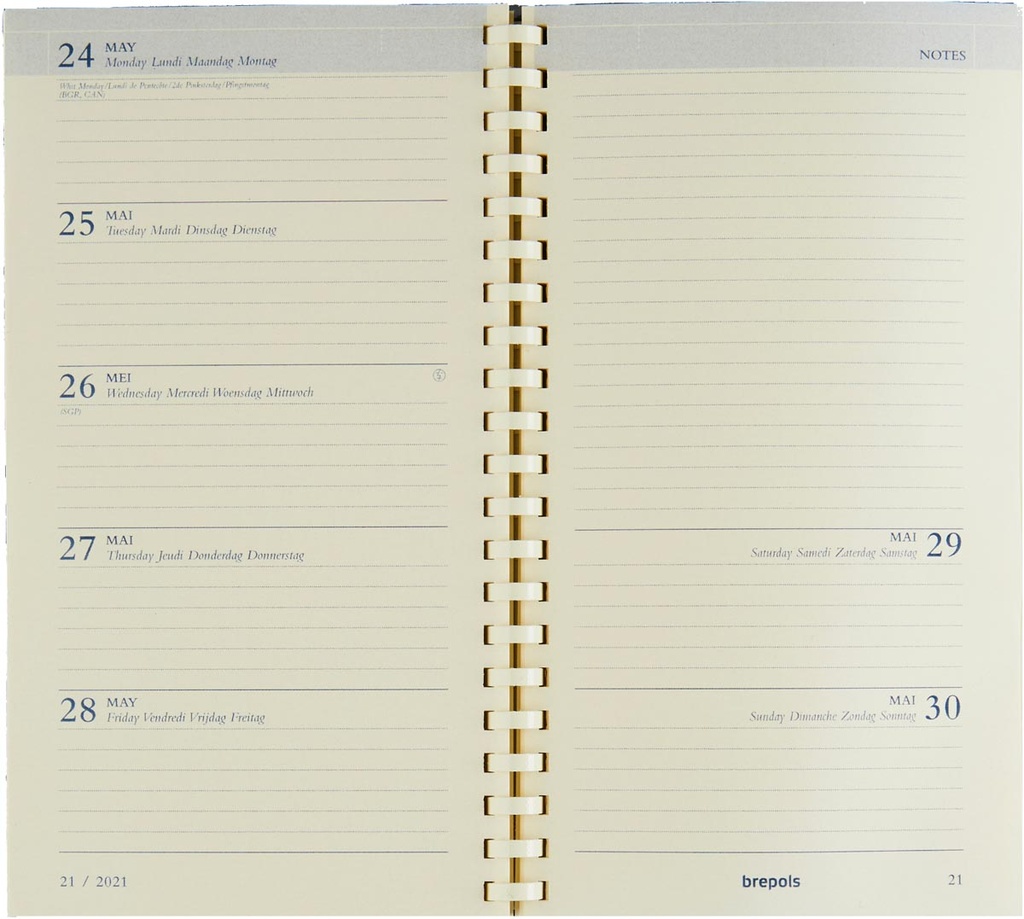 Vulling Brepols voor zakagenda Notaplan Genova 89x160mm viertalig 2026 1 week/2 pagina's