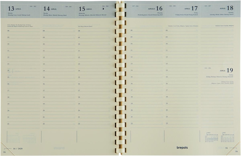 Agenda Brepols Timing Palermo 168x220mm zestalig bruin 2027 1 week/2 pagina's