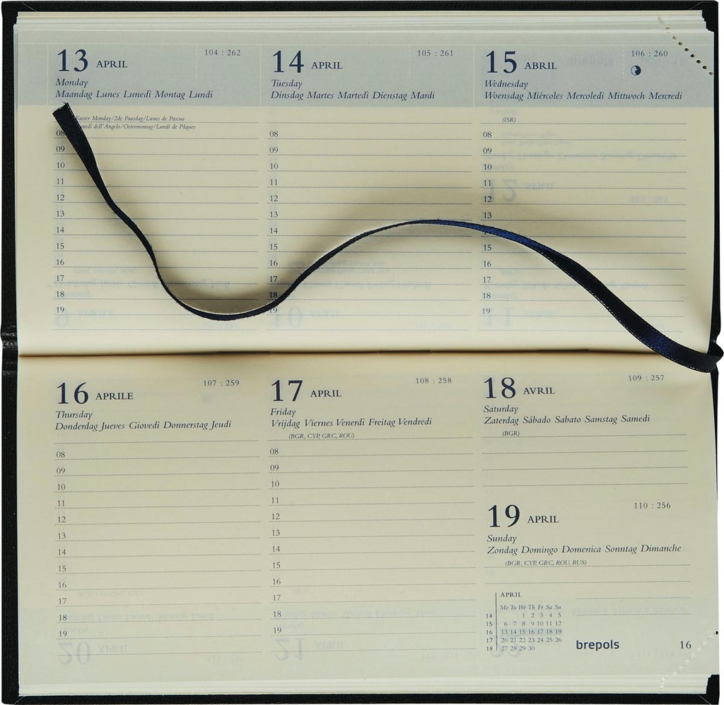 Agenda Brepols Breprint Lima 81x166mm zestalig zwart 2027 1 week/2 pagina's
