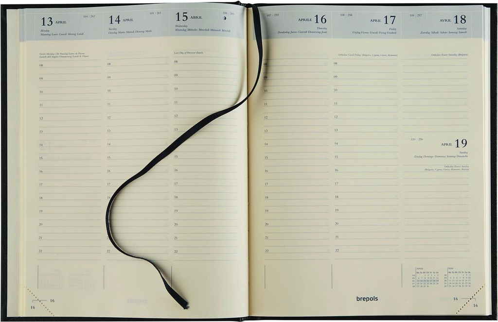 Agenda Brepols Timing Lima 171x220mm zestalig zwart 2026 1 week/2 pagina's