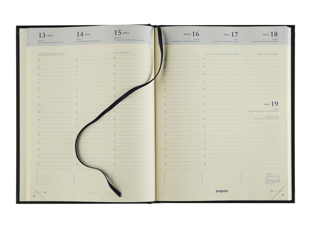 Agenda Brepols Timing Lima 171x220mm zestalig zwart 2027 1 week/2 pagina's