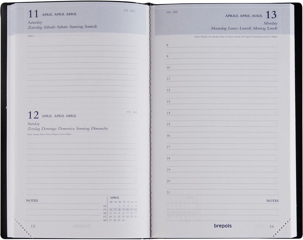 Agenda Brepols Breform Seta 100x165mm zestalig zwart 2026 1 dag/pagina