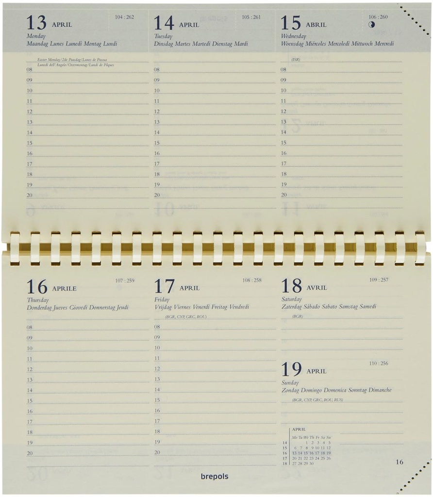 Vulling Brepols voor zakagenda Omniplan Genova 89x160mm zestalig 2026 1 week/2 pagina's