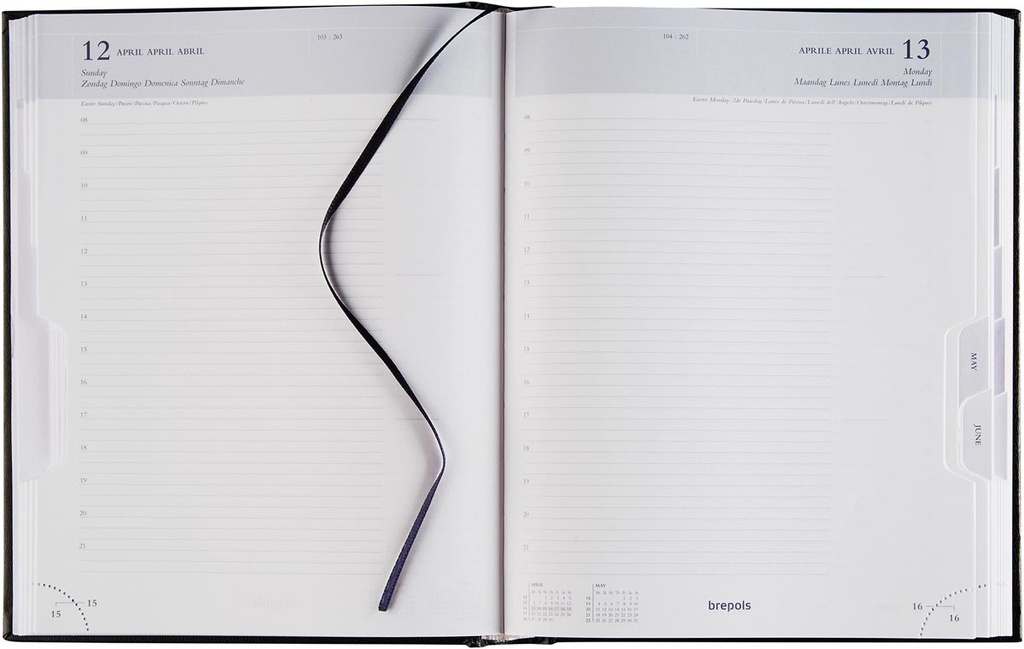 Agenda Brepols Ambassador Lima 170x220mm zestalig zwart 2026 1 dag/pagina