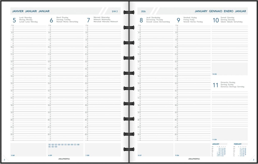 Agenda Adoc Agend-ex Plan-A-Week Polypro 210x270mm zeventalig zwart 2026 1 week/2 pagina's