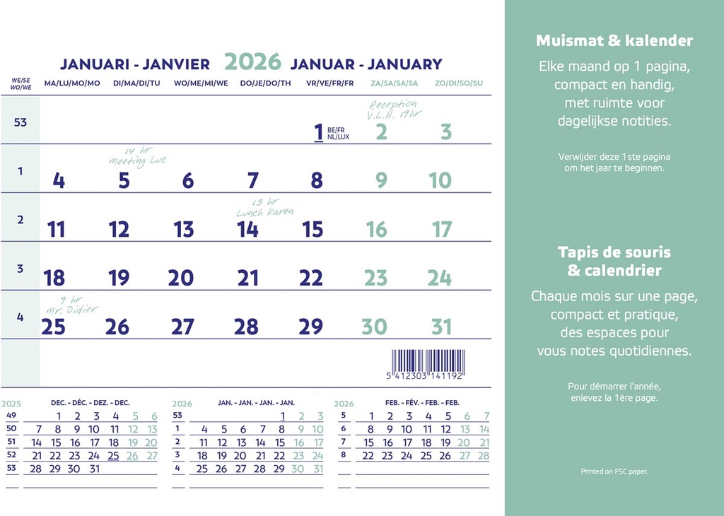 Muismatkalender Brepols 230x180mm 2026