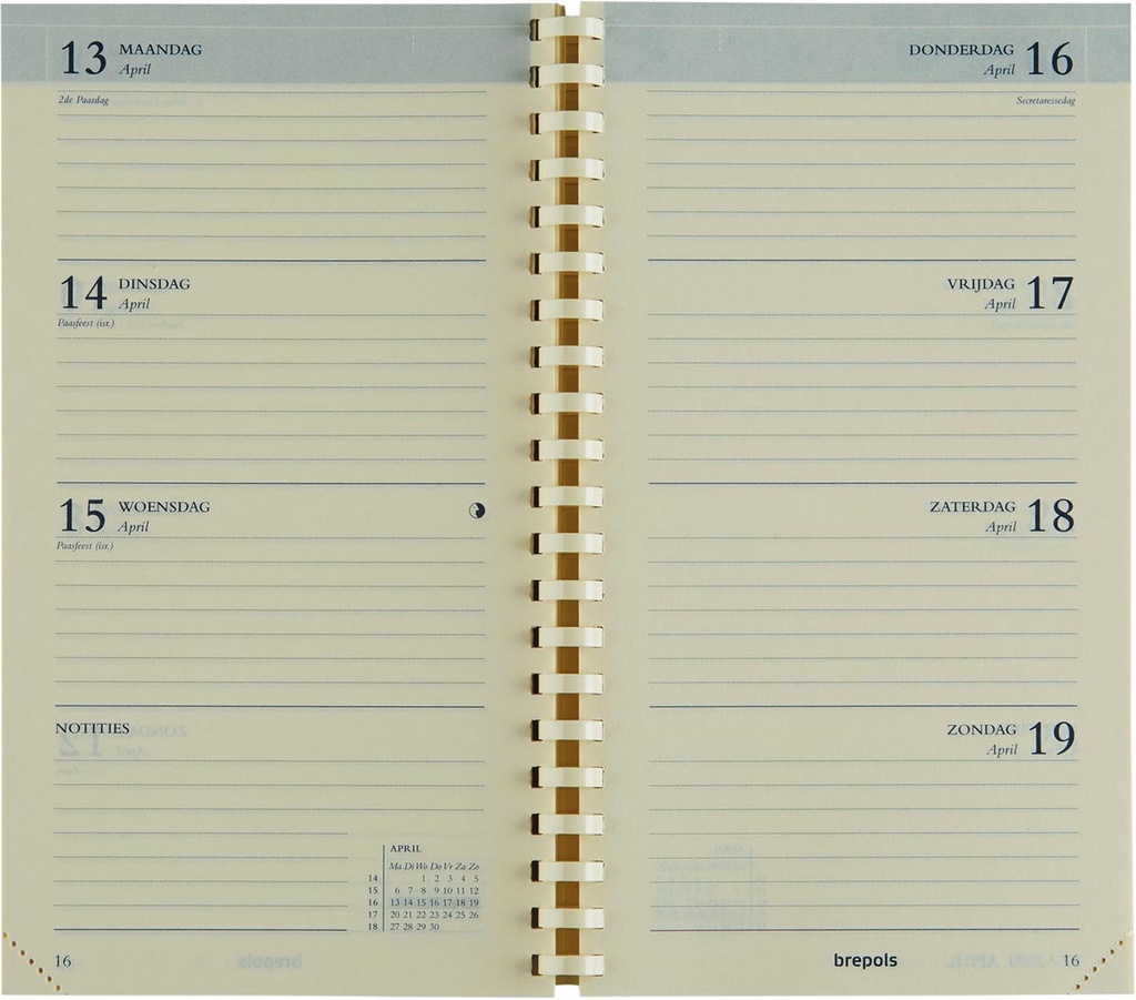 Zakagenda Brepols Interplan Genova 89x160mm Nederlandstalig zwart 2027 1 week/2 pagina's
