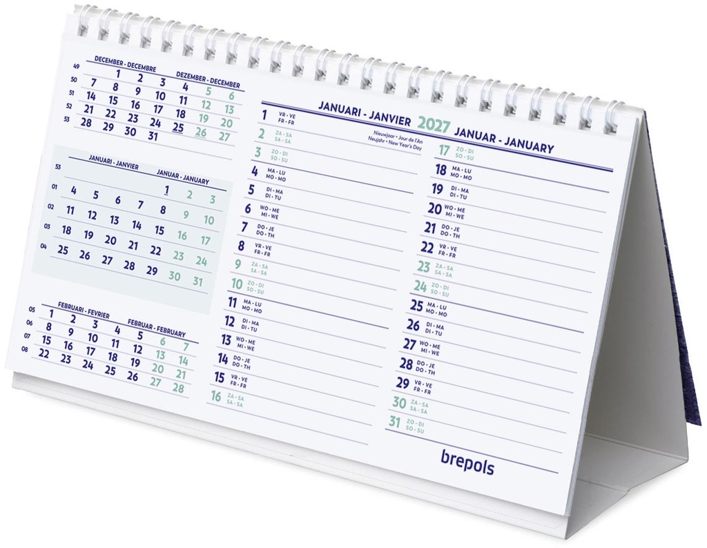 Bureaukalender Brepols horizontaal 2027