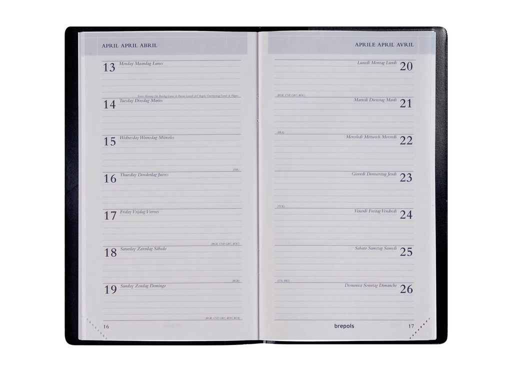 Agenda Brepols Breplan Genova 92x160mm zestalig zwart 2027 1 week/pagina