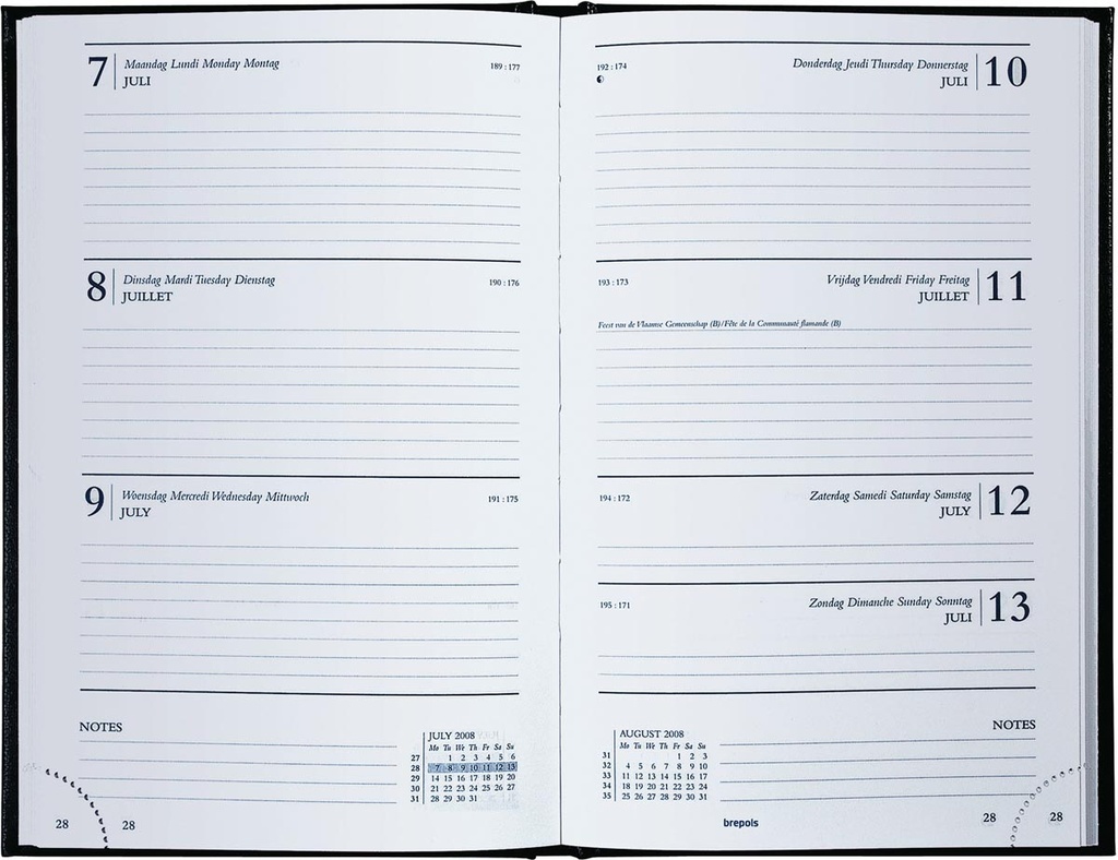 Agenda Brepols Saturnus Lima 133x210mm Nederlandstalig zwart 2026 1 week/2 pagina's