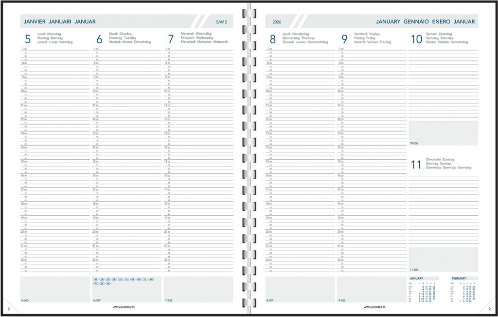 Agenda Aurora Plan-A-Week 27P Alaska 210x270mm zeventalig assorti 2026 1 week/2 pagina's