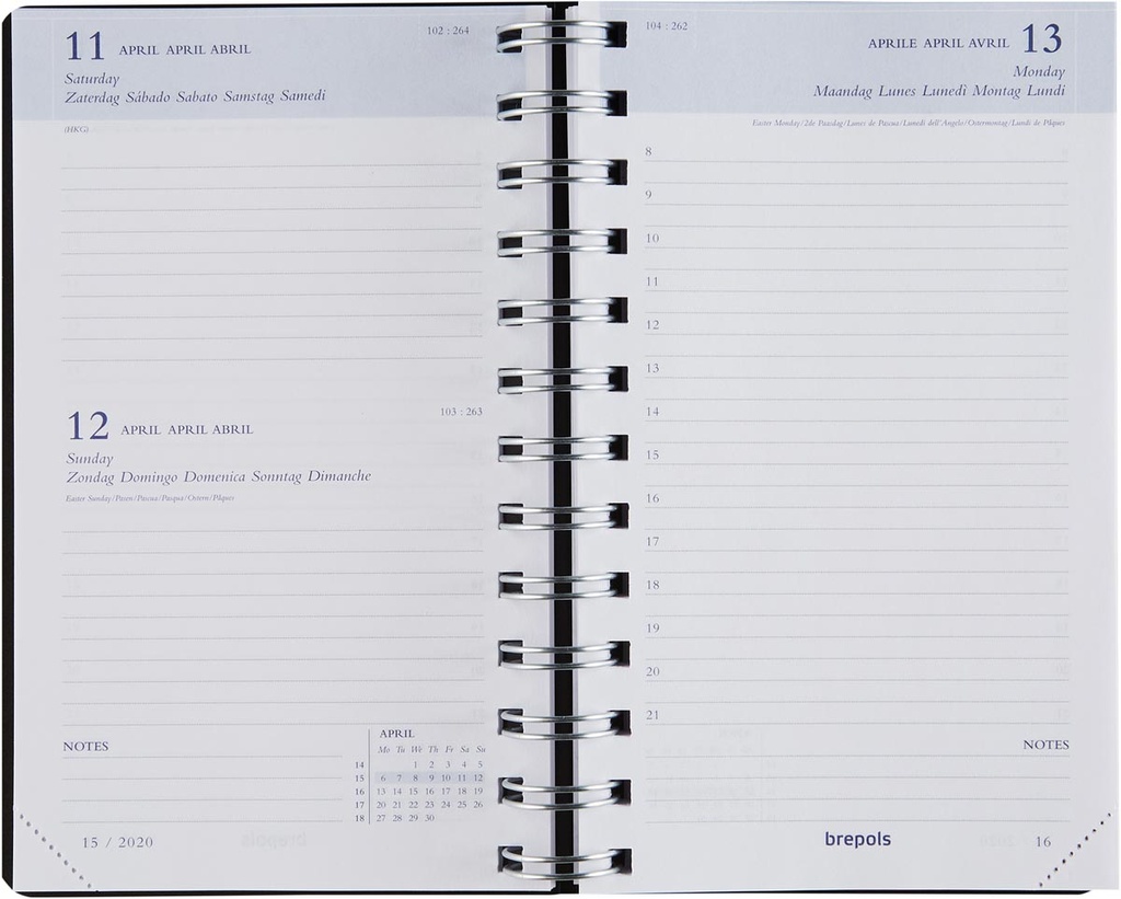 Agenda Brepols Breform Polyprop 100x165mm zestalig zwart 2026 1 dag/pagina
