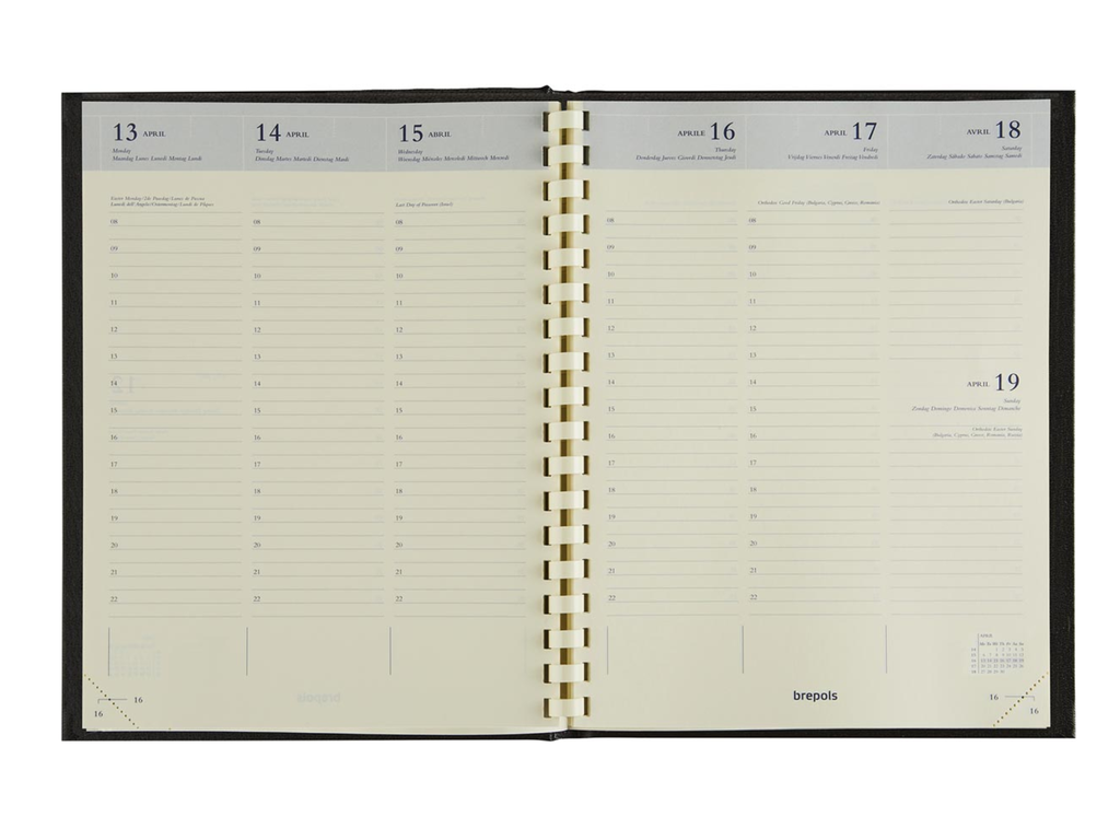 Agenda Brepols Timing Palermo 168x220mm zestalig zwart 2027 1 week/2 pagina's