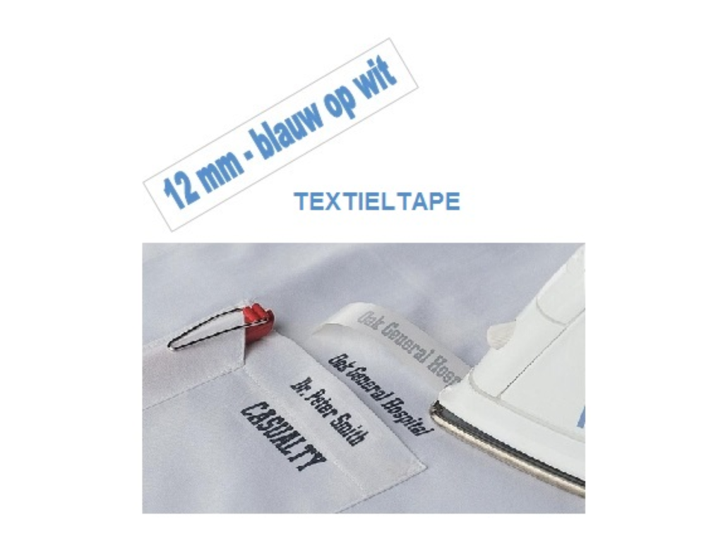 Tape Brother P-Touch TZE-FA3 12mm blauw op witte textieltape