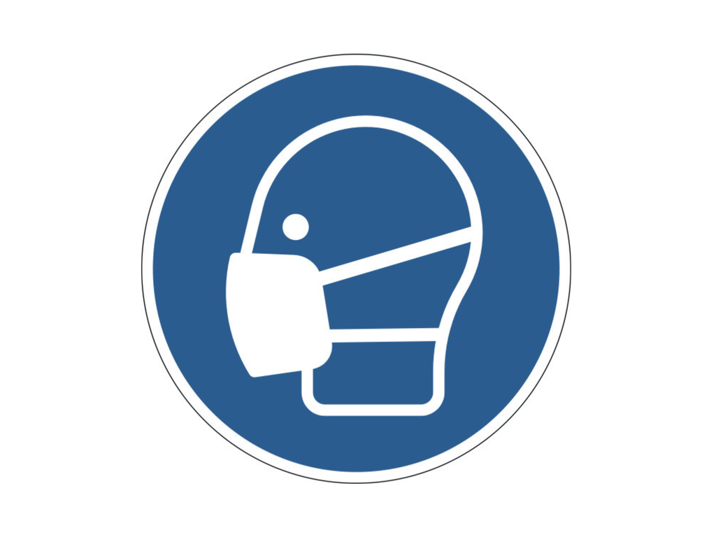 Vloermarkering Durable sticker Ø430mm "mondmasker verplicht" verwijderbaar blauw