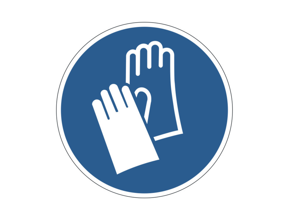 Vloermarkering Durable sticker Ø430mm "handschoenen verplicht" verwijderbaar blauw