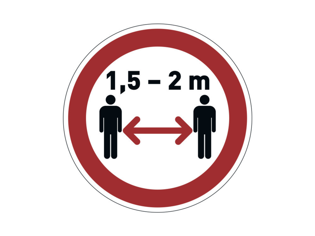 Vloermarkering Durable sticker Ø430mm "afstand bewaren" verwijderbaar rood