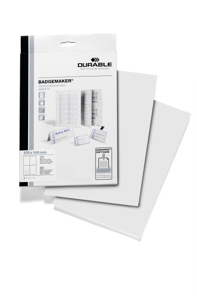 Papieren inserts Durable Badgemaker A6 wit (80)