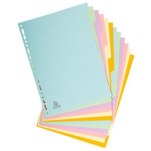 Tabbladen Exacompta gerecycled karton A4 170g 12 tabs 11-gaats assorti