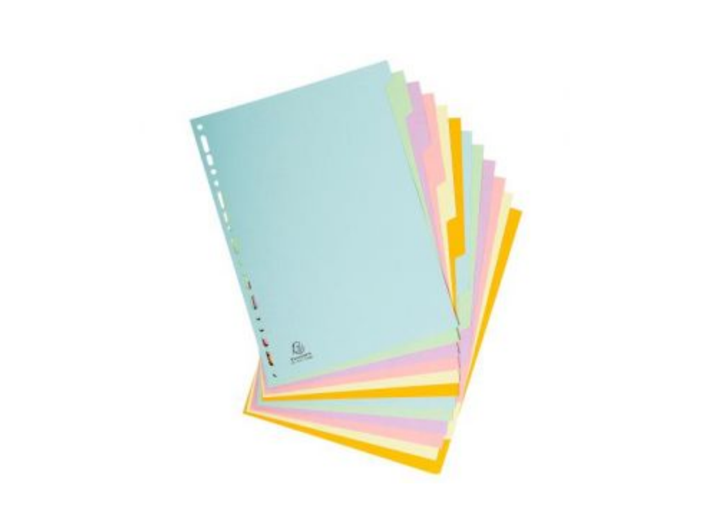 Tabbladen Exacompta gerecycled karton A4 170g 12 tabs 11-gaats assorti
