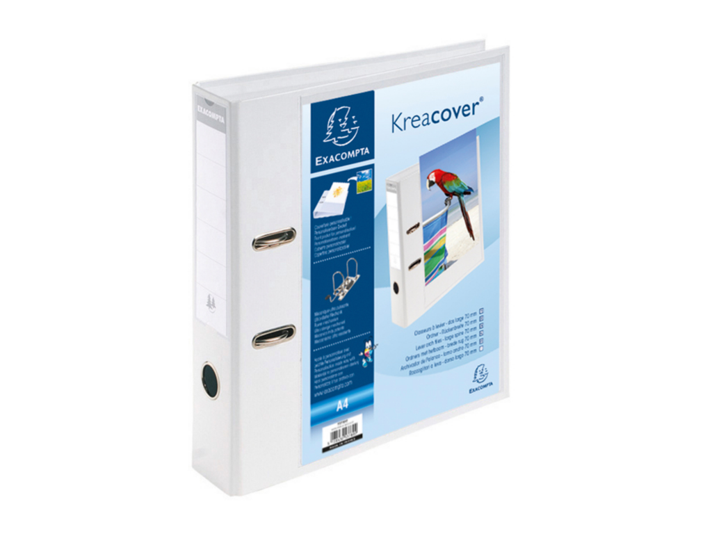 Panorama ordner Exacompta Kreacover Prem'Touch PVC A4 rug 70mm 1 insteekvak wit