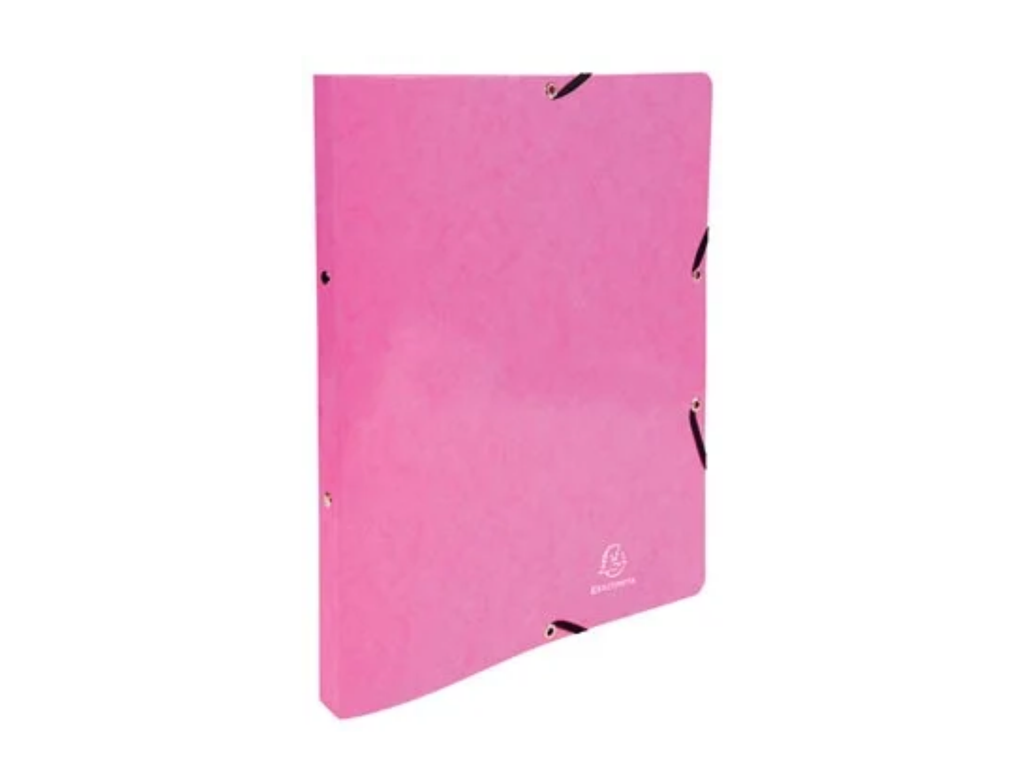 Ringmap Exacompta Iderama karton A4 2 O-ringen 15mm rug 20mm met elastiek roze