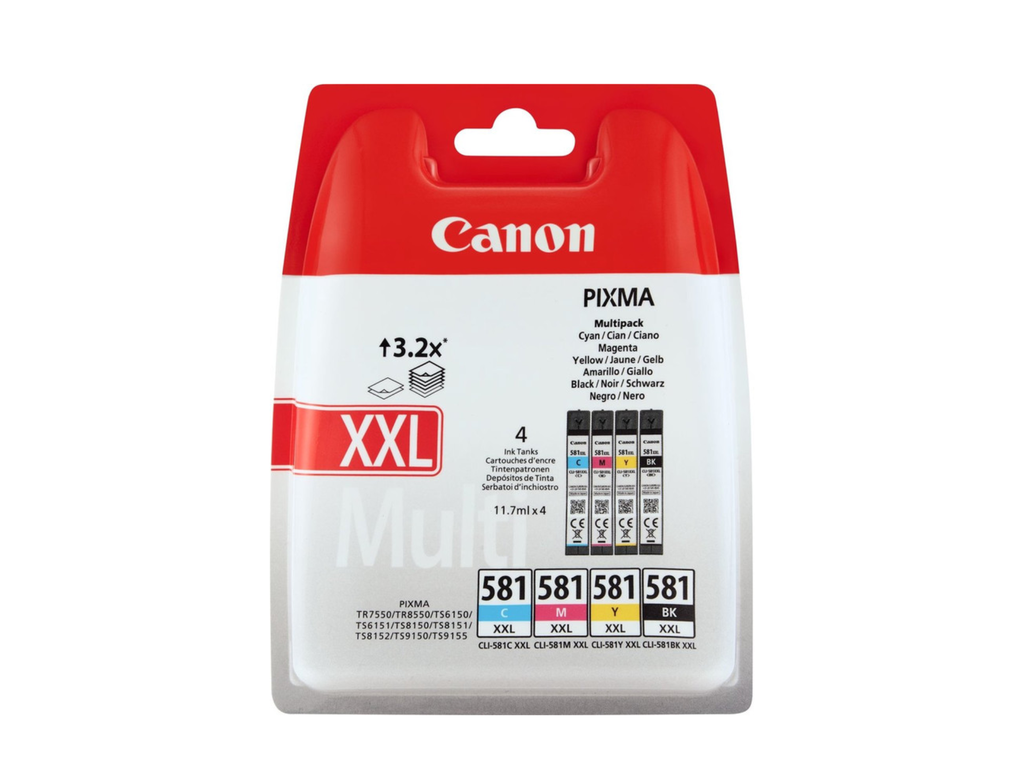 Cartridge Canon Inkjet CLI-581XXL PIXMA TR7550 VALUE PACK BK/C/M/Y
