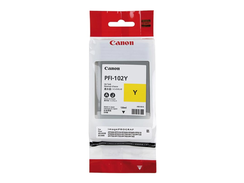 Cartridge Canon Inkjet PFI-102 imagePROGRAF iPF500 130ml YEL