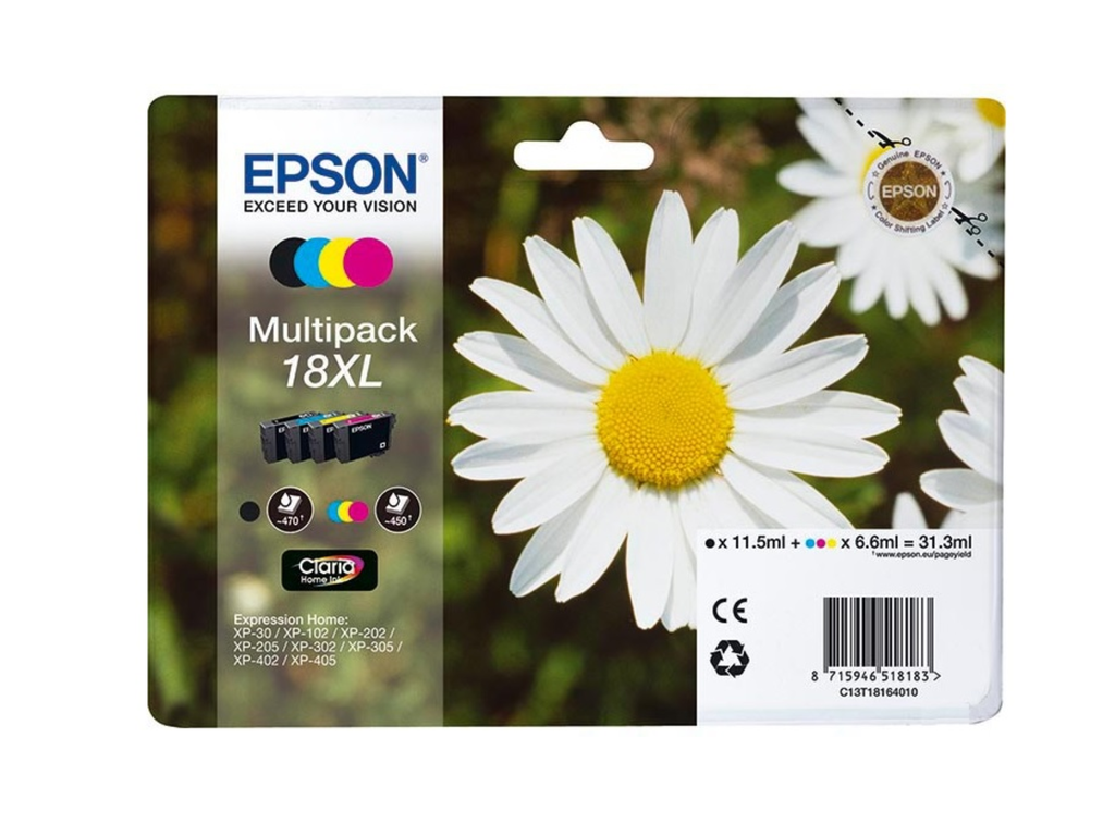 Cartridge Epson Inkjet 18XL Expression Home XP-102 11,5ml/6,6ml VALUE PACK BK/C/M/Y
