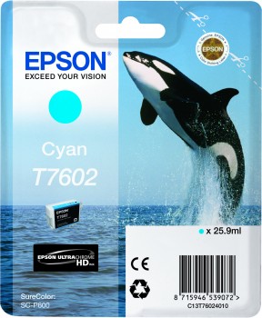 Cartridge Epson Inkjet T7602 SureColor P600 25,9ml CY