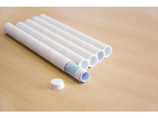 Verzendkoker Ø 32mmx32cm wit + 2 deksels