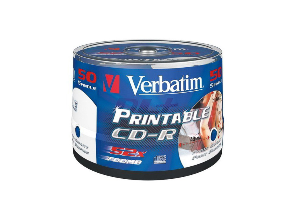 CD-R Verbatim 700MB 80min 52x spindel wide printable (50)
