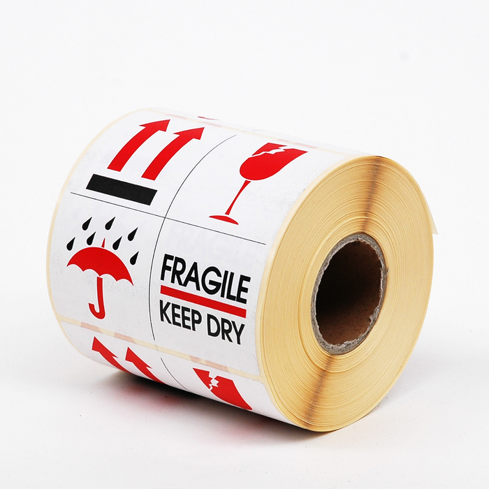 Zelfklevend etiket (fragile/keep dry) 10x10cm (500)