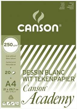 Tekenblok Canson academy 21x29,7cm 250gr wit 20vel