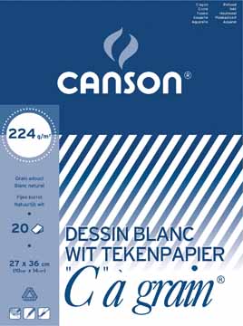 Tekenblok Canson "C" à grain 27x36cm 224gr wit 20vel