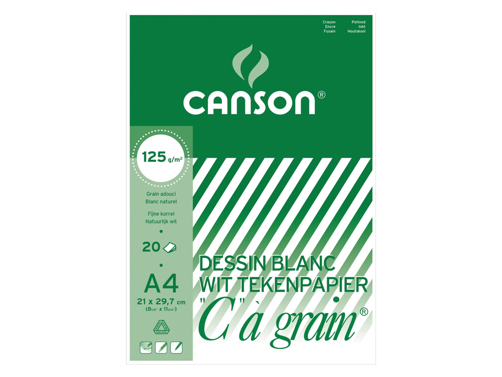 Tekenblok Canson "C" à grain 21x29,7cm 125gr wit 20vel
