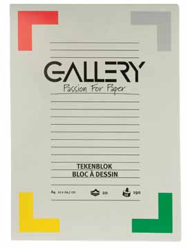 Tekenblok Gallery 21x29,7cm 190gr wit 24vel