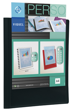 Personaliseerbaar showalbum Viquel PP A4 40 tassen zwart