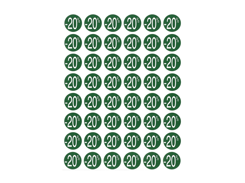 Kortinglabel Apli non-permanent -20% 24mm groen (192)