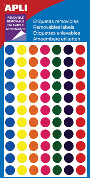 Etiketten Apli Ø 8mm non-permanent assorti (308)