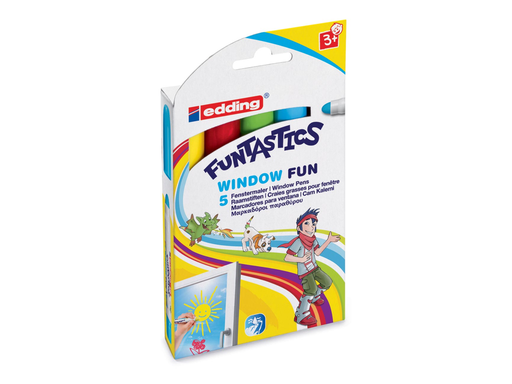Marker Edding 16 Funtastics Window Fun ronde punt 2-6mm assorti (5)