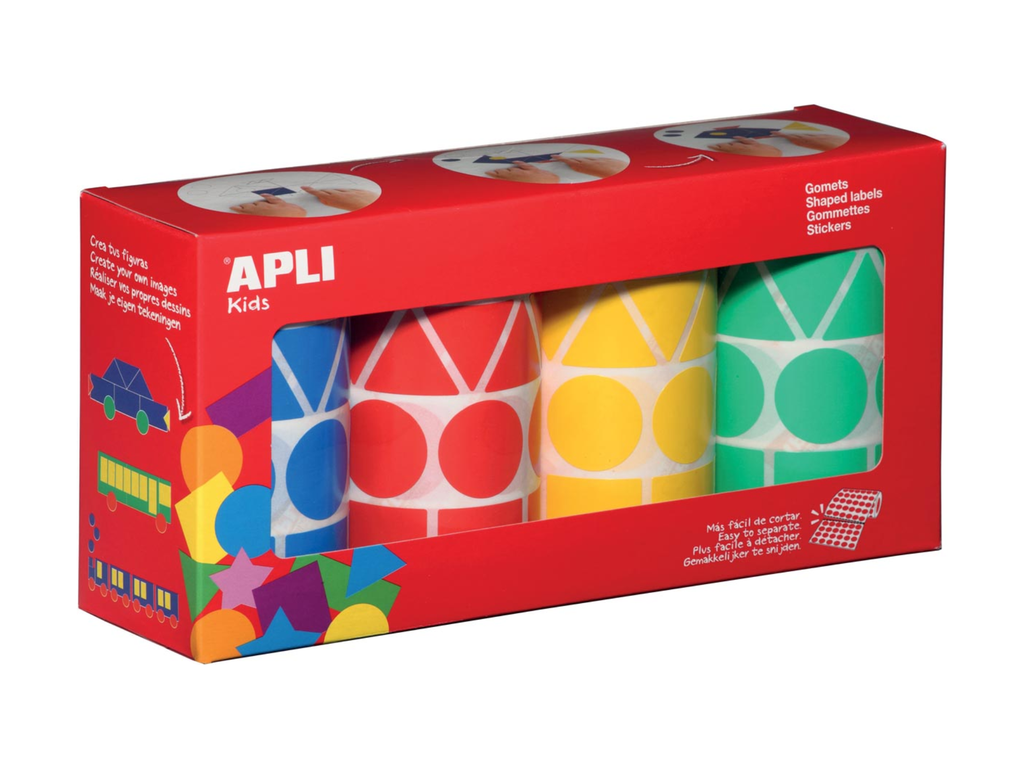 Etiketten Apli kids cirkel, driehoek, vierkant, rechthoek assorti BRGG(4x4)