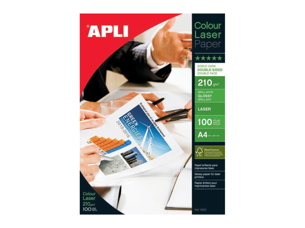 Fotopapier Apli colour laser glossy A4 210gr (100)
