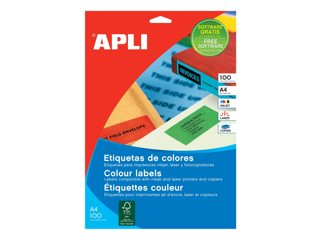 Etiketten Apli 01 etik/bl 210x297mm groen (100)