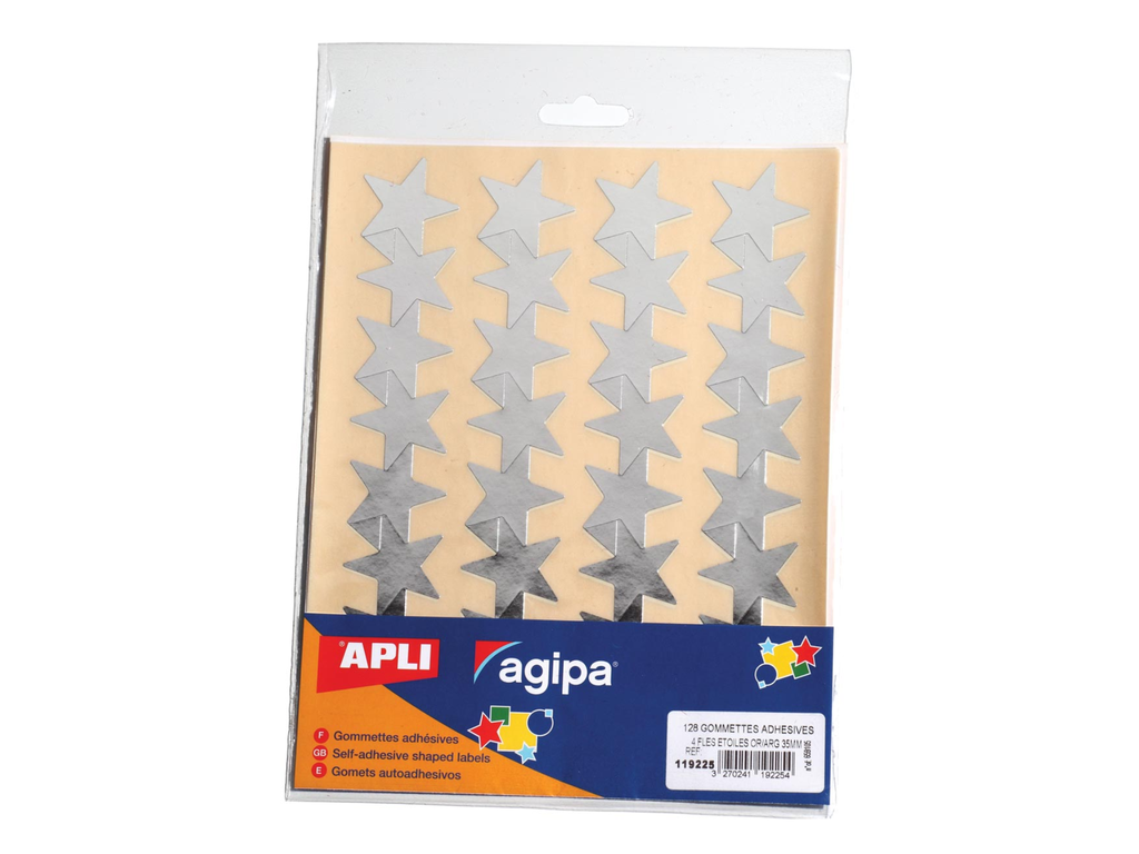 Etiketten Apli ster metallic zilver (128)