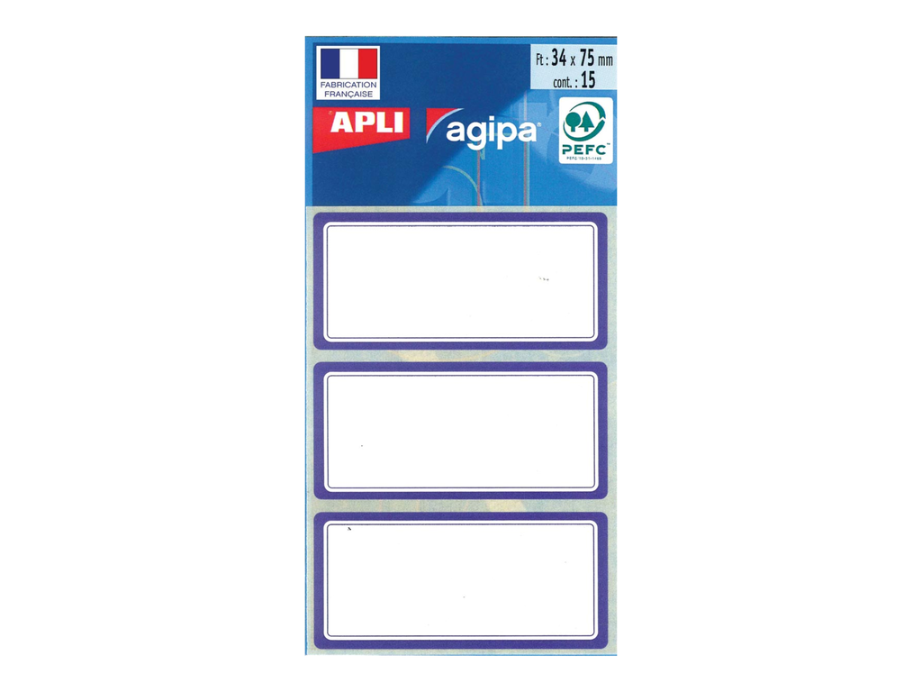 Schooletiket Apli 75x34mm blauwe rand (24)