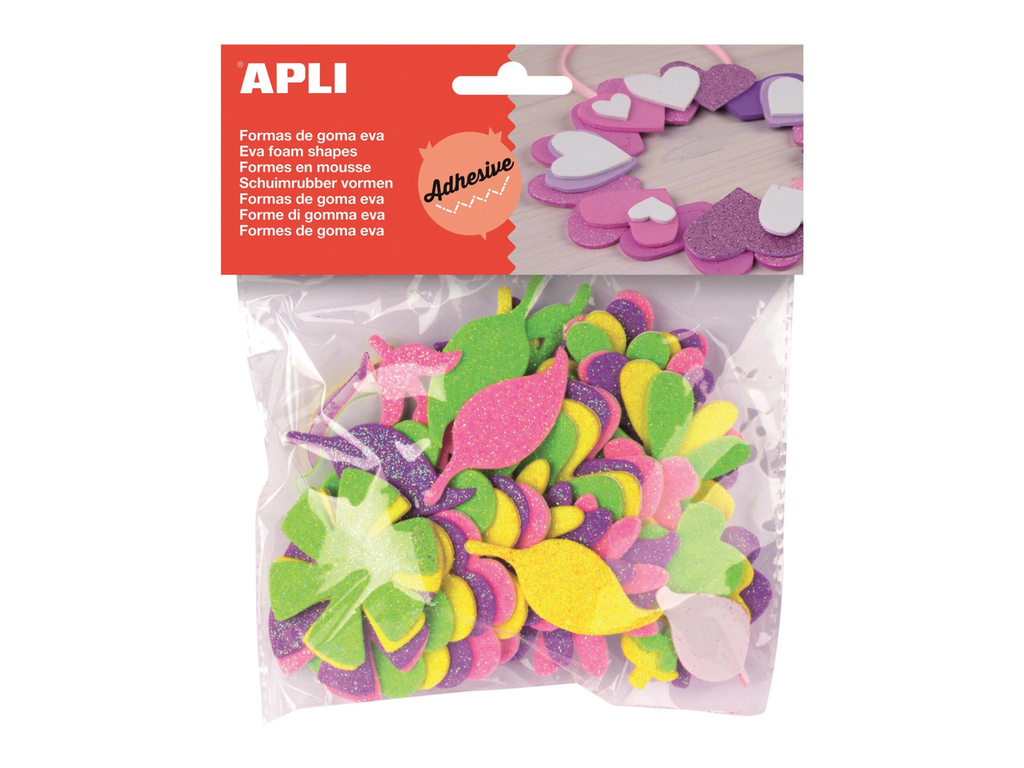 Schuimrubber Apli kids zelfklevende figuren assorti glitter (48)