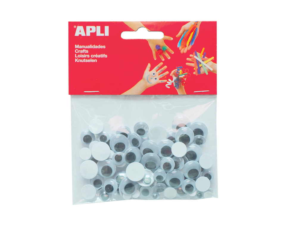 Bewegende ogen Apli kids zelfklevend 10mm zwart (100)