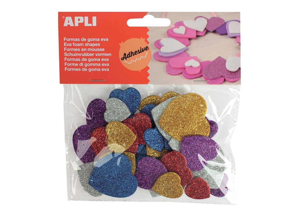Schuimrubberfiguren Apli kids zelfklevend hart assorti glitter (50)