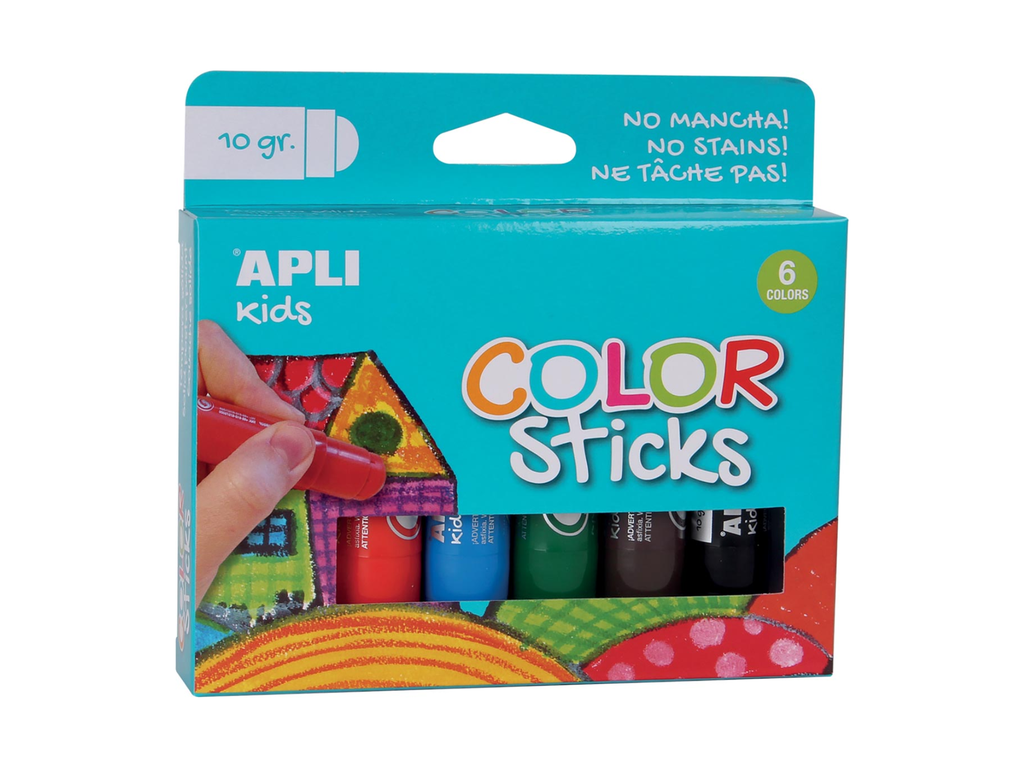 Plakkaatverfsticks Apli Kids 10gr assorti (6)